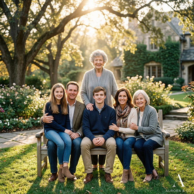 Emotional memorial family portrait